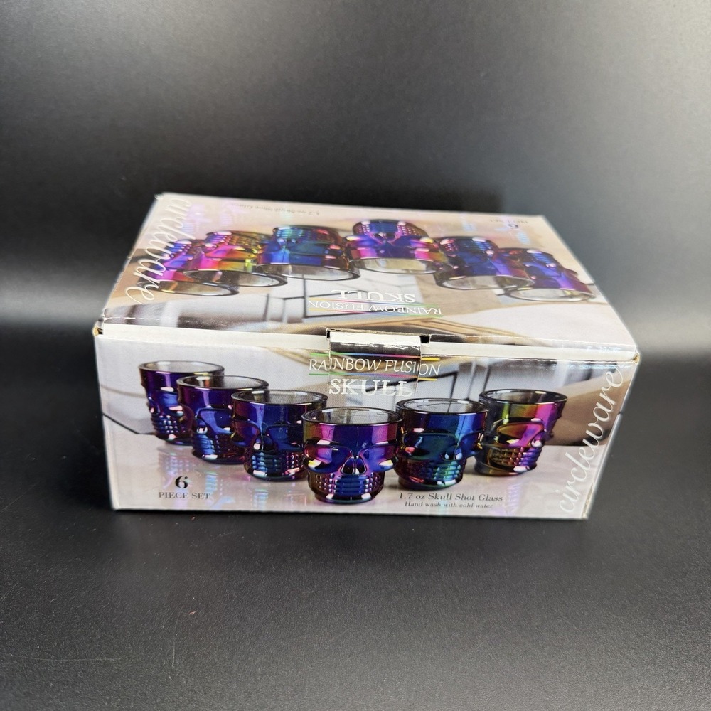 Rainbow Luster Skull Shot Glasses Rainbow